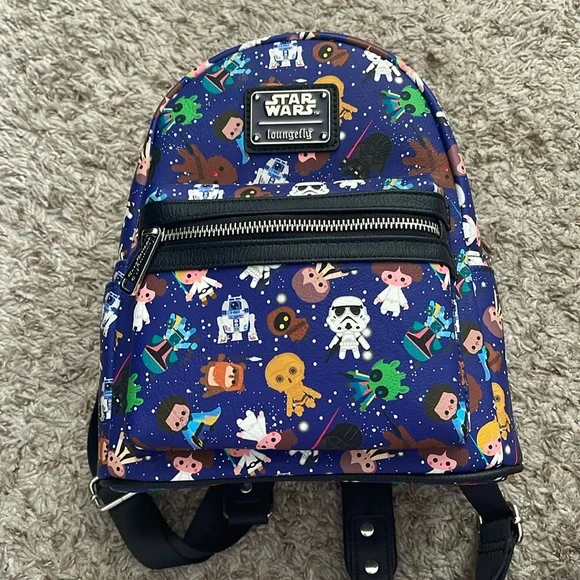 Loungefly Star Wars All Over Character Blue Backpack Space Blue Kids Mini Backpack | Disney Star Wars™ main image 4